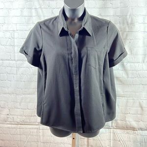 Figs Technical Collection Black Button Down Top Short Sleeve XL 3 pockets